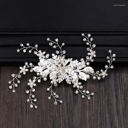 Pinces à cheveux cristal perle feuille bandeau épingle voile strass bandeaux pour femmes fête bal mariée mariage accessoires bijoux