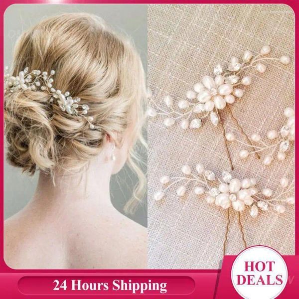 Pinces à cheveux Crystal Pearls Accessoire élégant beau peigne de mariée à la main