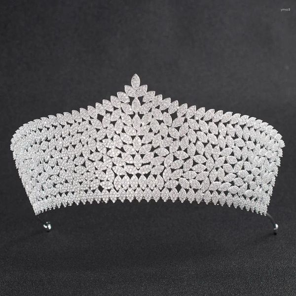 Pinces à cheveux en cristaux de zircone cubique, grand diadème Royal, couronne de diadème pour femmes, accessoires bijoux de bal, CH10034