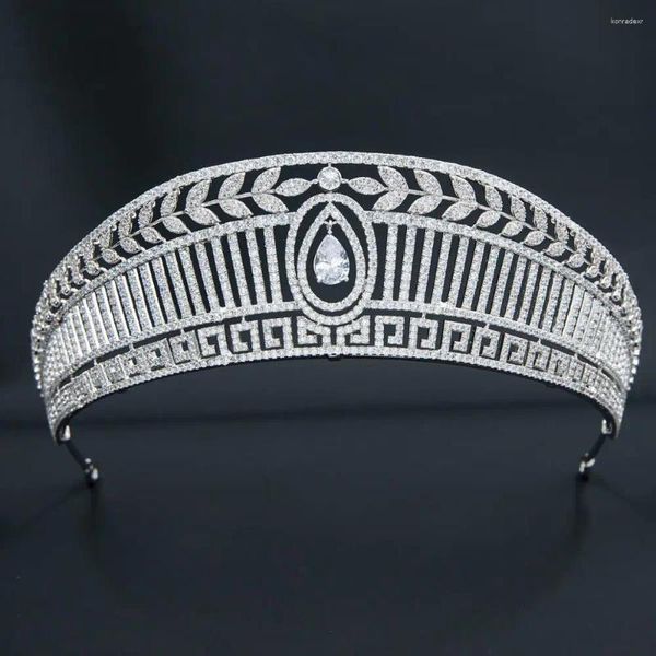 Pinces à cheveux en zircone cubique, diadème royal pour mariage, diadèmes de reine en cristal, couronne, accessoires de mariée CH10356