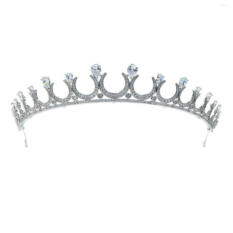 Hårklipp kubik zirkonia kungliga tiara för bröllop kristall brud huvudstycke diadem flicka prom party huvud smycken