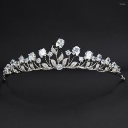 Haar Clips Zirconia Klein Formaat Bladeren Bruiloft Tiara Kroon Voor Kleine Bloem Meisje Sieraden HG7054