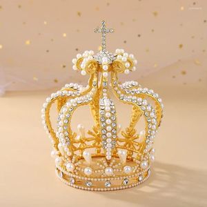 Haarspeldjes Aangepaste Bruidskoningin Koning Banket Kroon Strass Kristal Parel Kralen Schoonheidswedstrijd Kronen Tiara's