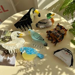 Haarspeldjes Leuke Cartoon Dieren Acetaat Klauw Vogel Papegaai Pauw Accessoires Vintage Sieraden Cadeau Tiara Grappige Hoofddeksels