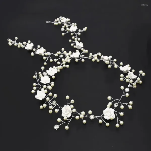 Pinces à cheveux mignonnes perles de fleurs romantiques, bijoux de mariée pour filles, couronne de cristal, bandeaux de mariage, accessoires frontaux 2023