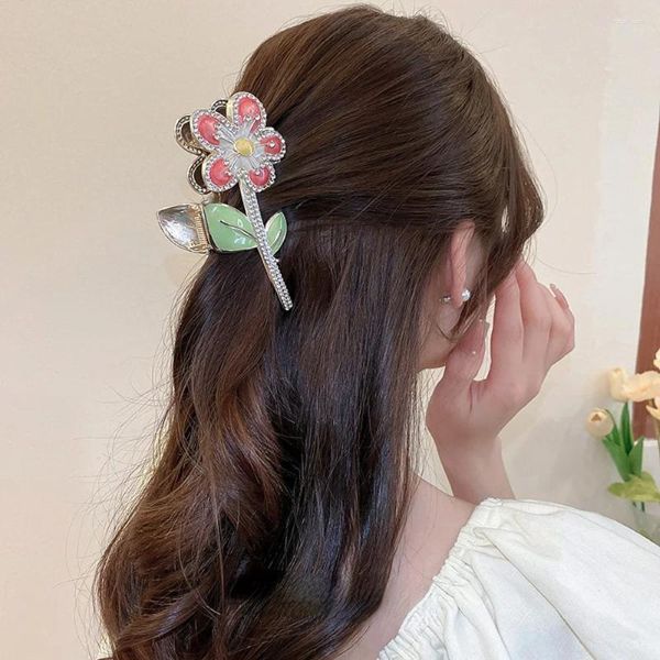 Pinces à cheveux, bijoux quotidiens, Type d'huile goutte à goutte, épingle à cheveux en cristal, disque de fleur créatif, accessoires d'été, cadeau pour femmes