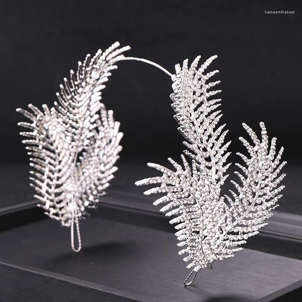 Clips de cheveux Design Rhingestone Feather Tiara Brand Herfband Jewelry Wedding Bride Tiaras Crown Ornaments Headpiceces