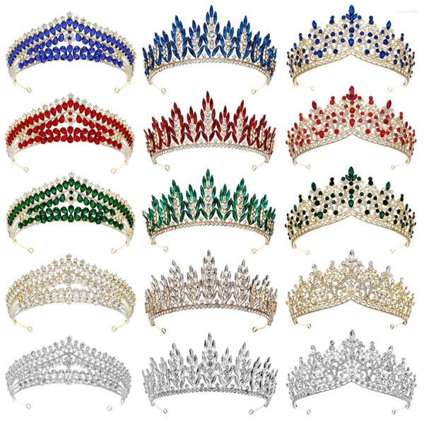Pinces à cheveux DIEZI Style différent luxe vert bleu rouge diadème en cristal pour femmes filles fête de mariage reine mariée couronne bijoux