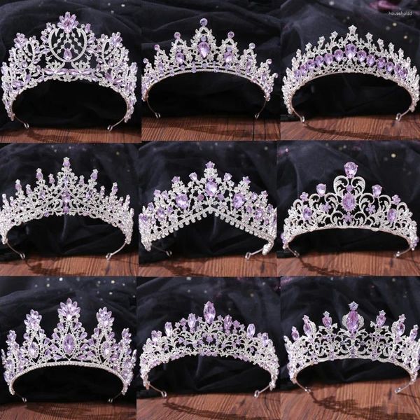 Pinces à cheveux DIEZI mode luxe reine princesse violet clair cristal couronne mariée diadème mariage coréen casque bijoux accessoires