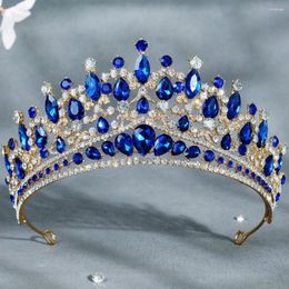 Pinces à cheveux DIEZI luxe élégant bleu strass diadème couronne bijoux de fête de mariage mariée mariée accessoires en cristal vert