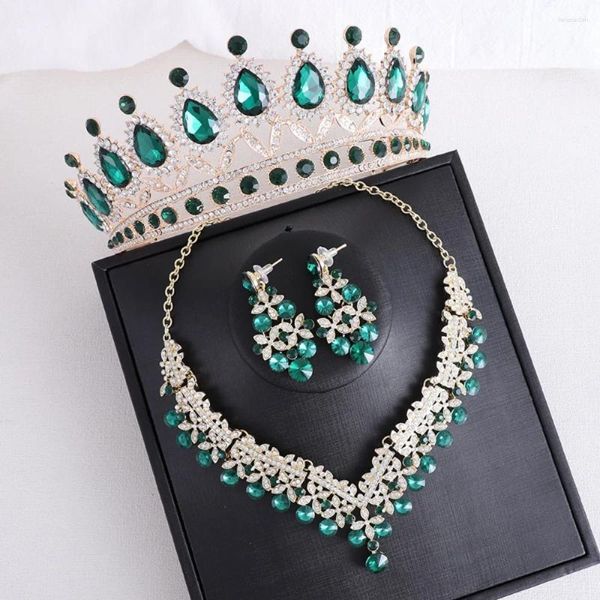 Clips de cabello Diezi Luxury Girls Crystal Crown for Women Bridal Rhinestone Tiaras Collar Pendientes Vestidos de fiesta de bodas Joyas de joyas