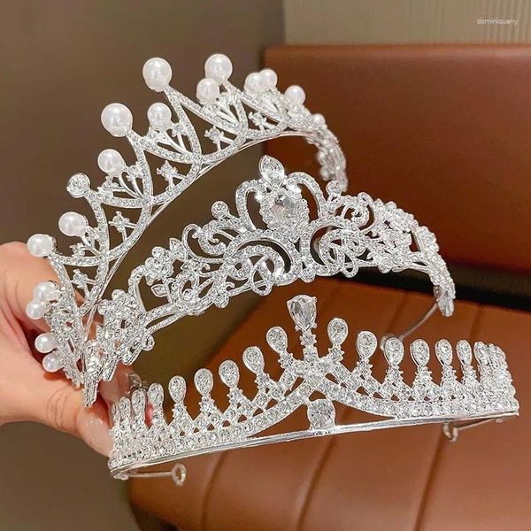 DIEZI – pinces à cheveux pour femmes et filles, couleur argent, couronne, couvre-chef, diadème en cristal coréen, mode robe d'anniversaire, accessoires en strass