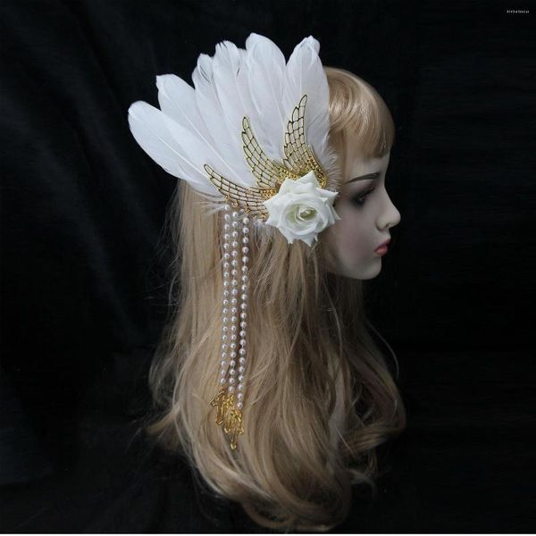 Pinces à cheveux DIY, produit Non fini, pince à plumes, épingle à cheveux avec chaîne d'aile, déesse du soleil, pièce antique, accessoires de coiffure Lolita