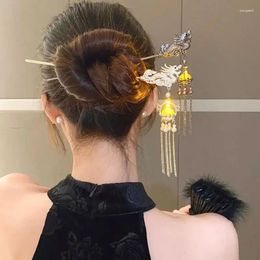 Pinces à cheveux Dragon lanterne lumineuse, bâtons à pampilles, Style chinois, épingle à cheveux créative en alliage, accessoires Vintage Hanfu de mariage