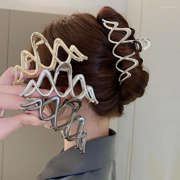 Pinces à cheveux DREJEW classique en métal géométrie ondulée pince à crabe été ornements polyvalents pour les femmes amies Festivals bijoux cadeaux