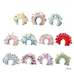 Clips de cheveux Dropship Bandle de fleur colorée Bouple à deux côtés en couronne de mariage Costume Costume Costume pour les femmes nuptiales accessoires