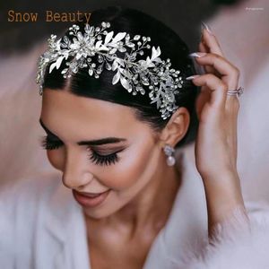 Pinzas para el cabello DZ081, tocados de novia de cristal para novias, accesorios de boda de plata, diadema para novia, piezas de diamantes de imitación de vid de perlas