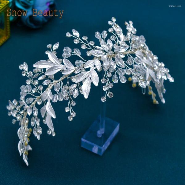 Clips para el cabello DZ081, accesorios nupciales de hojas, tocado de novia con diamantes de imitación, tocado de boda, corona para mujeres, Tiaras