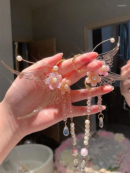 Pinces à cheveux, boucles d'oreilles, verre artificiel, alliage de perles, maille de dentelle, décoration, couleur de la chaîne, accessoires pour vêtements chinois Han faits à la main