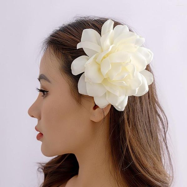 Pinzas para el cabello para mujer, diadema elegante con rosas grandes, diadema para maquillaje bohemio, horquilla para maquillaje, accesorios para fiesta de graduación y baile