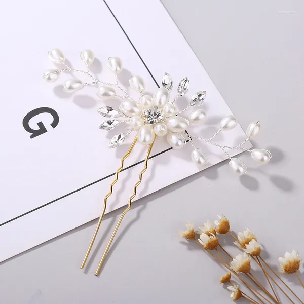 Clips de cheveux Elegant Bridal Handmade Pearl Fleur Crystal épingle épingle à cheveux Clevis Beaux accessoires épingles de mariage décor