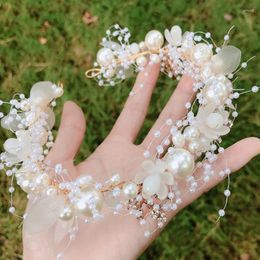 Horquillas para el pelo, accesorios elegantes para boda, diadema de flores con perlas, diadema hecha a mano de cristal, diademas decorativas