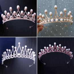 Clips de cheveux Elegant Fashion Wedding Tiara Pearl Crown Femmes Girls Luxury Bridal Rimestone Diadem Bandband Bride Accessoires