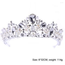 Pinces à cheveux élégant Noble cristal strass couronne perles simulées fête de mariage mariée diadème bandeau NA