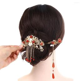 Horquillas para el pelo para mujer, horquillas Retro elegantes con borlas y perlas, tocado de boda, horquilla china, horquillas Hanfu coreanas