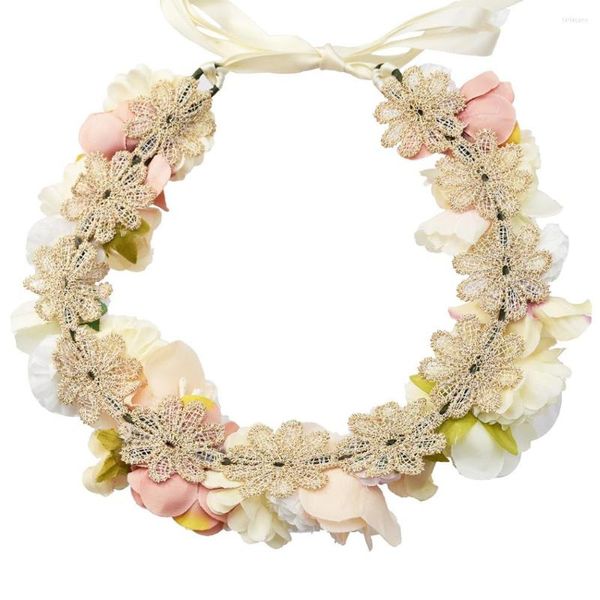 Pinzas para el cabello para mujer y niña, corona de flores rosas elegantes, diadema Floral, guirnalda, accesorios para novia, tocado de boda, joyería ornamental