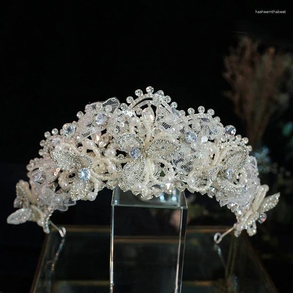 Pinces à cheveux diadème de mariage élégant, strass perlé, couronne de mariée de luxe, accessoires de bandeau, bijoux de tête de coiffure