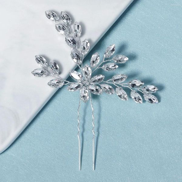 Pinzas para el cabello elegantes para boda, palos en forma de U para novia, diamantes de imitación de cristal, horquillas para mujer, tocado nupcial, accesorios de joyería