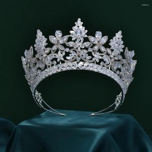 Pinces à cheveux élégantes, couronne rétro de mariée en cuivre CZ, strass brillants, accessoires de mariage princesse, grandes couronnes complètes, diadèmes