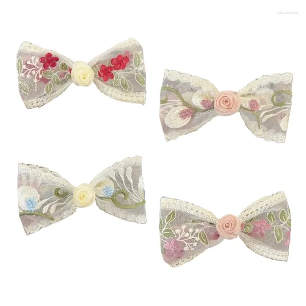 Clips de cheveux brodés en dentelle Bowknot Hairclip For Girl Bows Clip Barrettes Spring Femmes Decors de style élégant