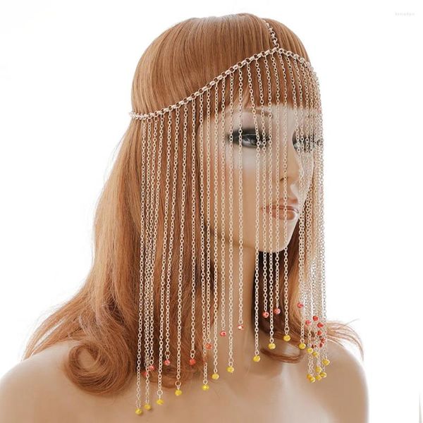 Pinces à cheveux ethniques avec pompon en strass, pendentif, masque de mascarade, bijoux pour le visage, Vintage, cristal, Sexy, couverture de Cosplay, chaîne pour les yeux