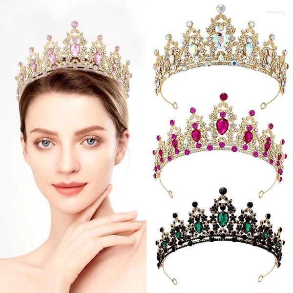 Pinces à cheveux couronne de mariée européenne et américaine, bandeau en strass de couleur, en alliage Baroque, accessoires pour robe de mariée, épingle