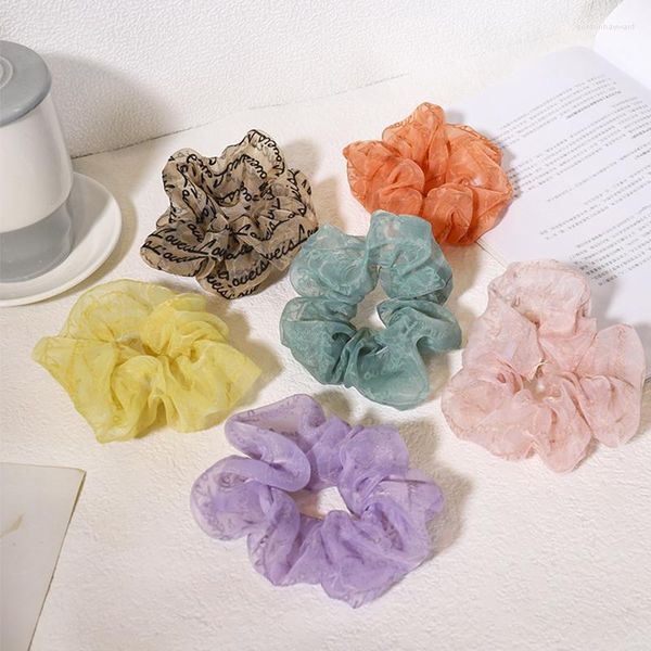 Pinzas para el cabello europeas y americanas Ins Organza Letter Circle Fashion Wild Girl Scrunchies Accesorios