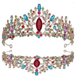 Haarclips Europese en Amerikaanse retro kleurrijke bruidskroon Verjaardag Ceremoniebal voor volwassenen Kersttiara's