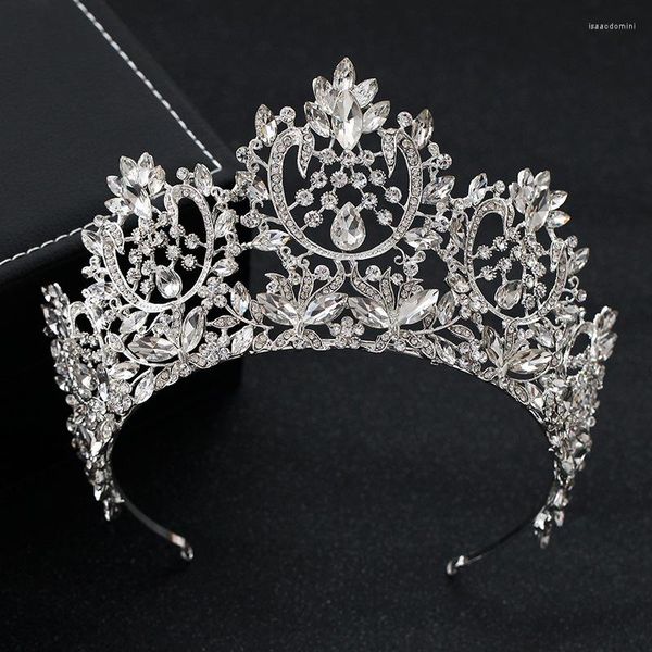 Pinces à cheveux européenne baroque cristal étincelant grande couronne de diadème de mariée strass concours diadème couronne de mariage accessoires de mariage