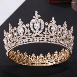 Haarspeldjes Europese grensoverschrijdende verkoop Bruiloft hoofdtooi Kristal Hartvormige bruids Ronde kroon Goud Zilver Kleur Prinses Tiara