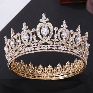 Haarspeldjes Europese grensoverschrijdende verkoop Bruiloft hoofdtooi Kristal Hartvormige bruids Ronde kroon Goud Zilver Kleur Prinses Tiara