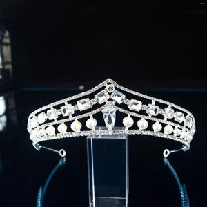 Haarclips Exquise Double Layer Rhinestone Semicircle Crown Bridal Wedding Jurk Accessories PO en make -up verjaardagshoofdband