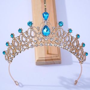 Haarclips Exquise Meer kleur Crystal Wedding Crown Barokke Bruids Headpieces Women Rhinestone Tiaras Party Diadeem Bruidaccessoires