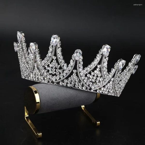 Pinzas para el cabello EYER Pageant Crowns Australian Cubic Zirconia Crystal Tiara Joyería nupcial de la boda Accesorios de moda para mujer Ajustable