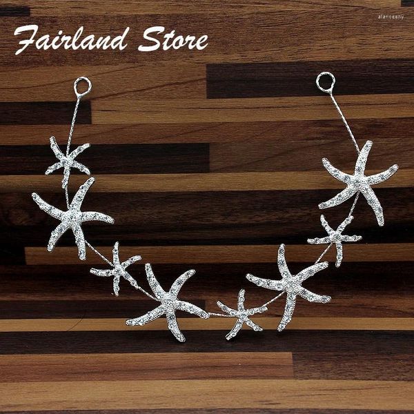 Pinzas para el cabello Fairland elegante cristal brillante forma de estrella Tiara diadema estrella de mar tocado de novia joyería de diamantes de imitación accesorios de boda
