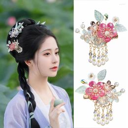 Hair Clips Fairy Fashion Flower Leaf Pins en Chinese stijl Haarspelden Pearl kralen hangerse sieraden vrouwen Hanfu -jurk headpieces