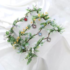 Pinces à cheveux fée fleur bandeau cristal elfe couronne bois casque forêt baie cercle pour filles Renaissance Halloween Cosplay fête