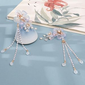 Pinzas para el pelo de Hada de las niñas, accesorios chinos Hanfu, 2 uds., borla Floral, horquilla Retro para novia, Tiaras Vintage, joyería Bijoux