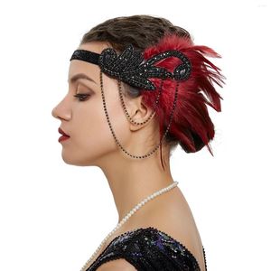 Pinces à cheveux fascinateur rétro plume bandeau spectacle de scène mariée bal frange bandeau strass clouté accessoire de fête