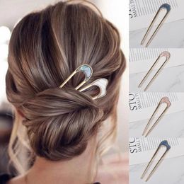 Clips de cheveux Accessoires de mode Stick Metal pour femmes Silver Gold Couleur élégante Epin Hairpin Feme Female Headswear